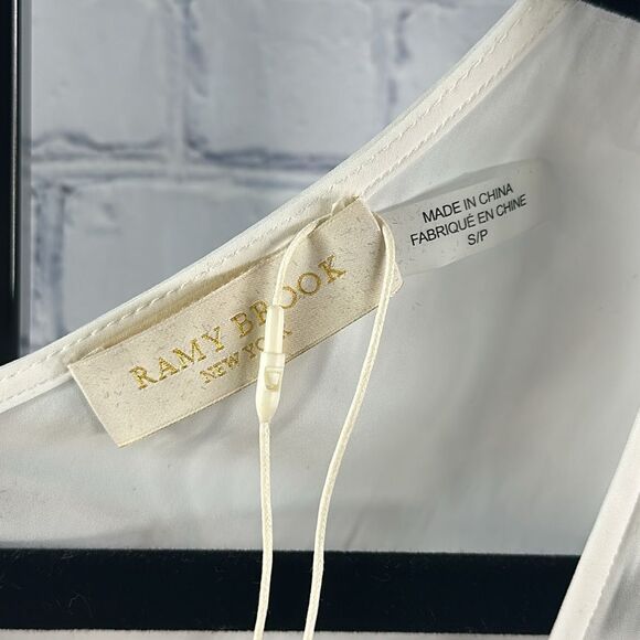 👗 Ramy Brook Melodie Ruffle Trim Top – Ivory, Size Small - Picture 3 of 4